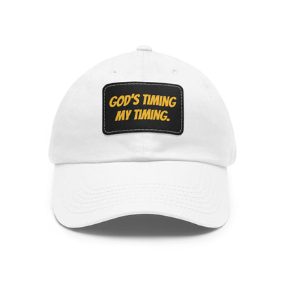 God's Timing Dad Hat with Leather Patch, Adjustable Cap for Men Women, Perfect Gift for Dads, Birthdays, Everyday Wear, Casual Style