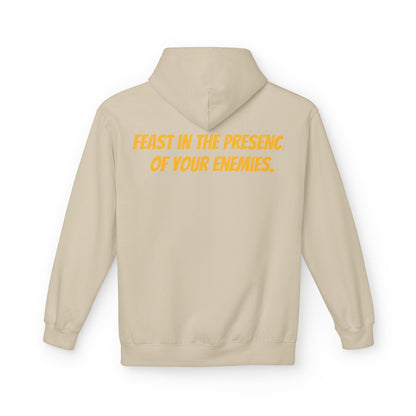 Feast in the Presence Fleece Hoodie, Inspirational Hoodie, Gift for Friends, Casual Wear, Cozy Sweatshirt, Statement Apparel