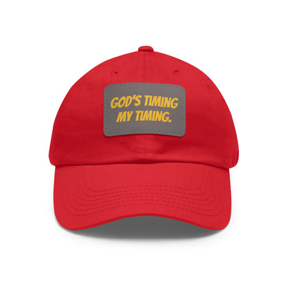 God's Timing Dad Hat with Leather Patch, Adjustable Cap for Men Women, Perfect Gift for Dads, Birthdays, Everyday Wear, Casual Style