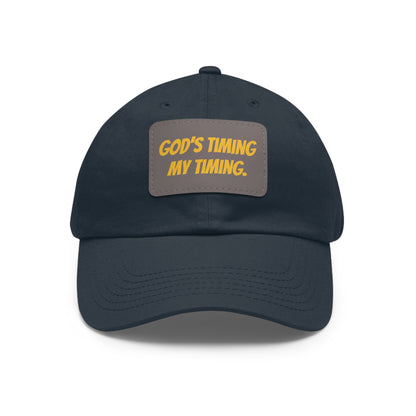 God's Timing Dad Hat with Leather Patch, Adjustable Cap for Men Women, Perfect Gift for Dads, Birthdays, Everyday Wear, Casual Style