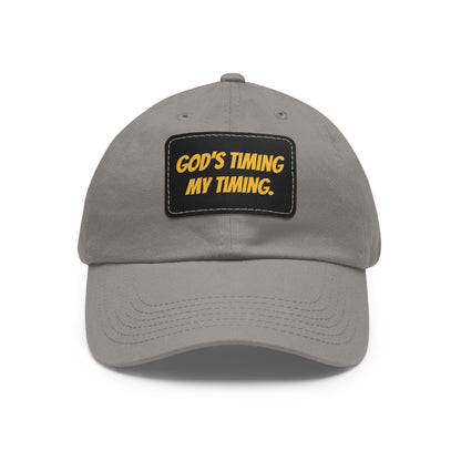 God's Timing Dad Hat with Leather Patch, Adjustable Cap for Men Women, Perfect Gift for Dads, Birthdays, Everyday Wear, Casual Style