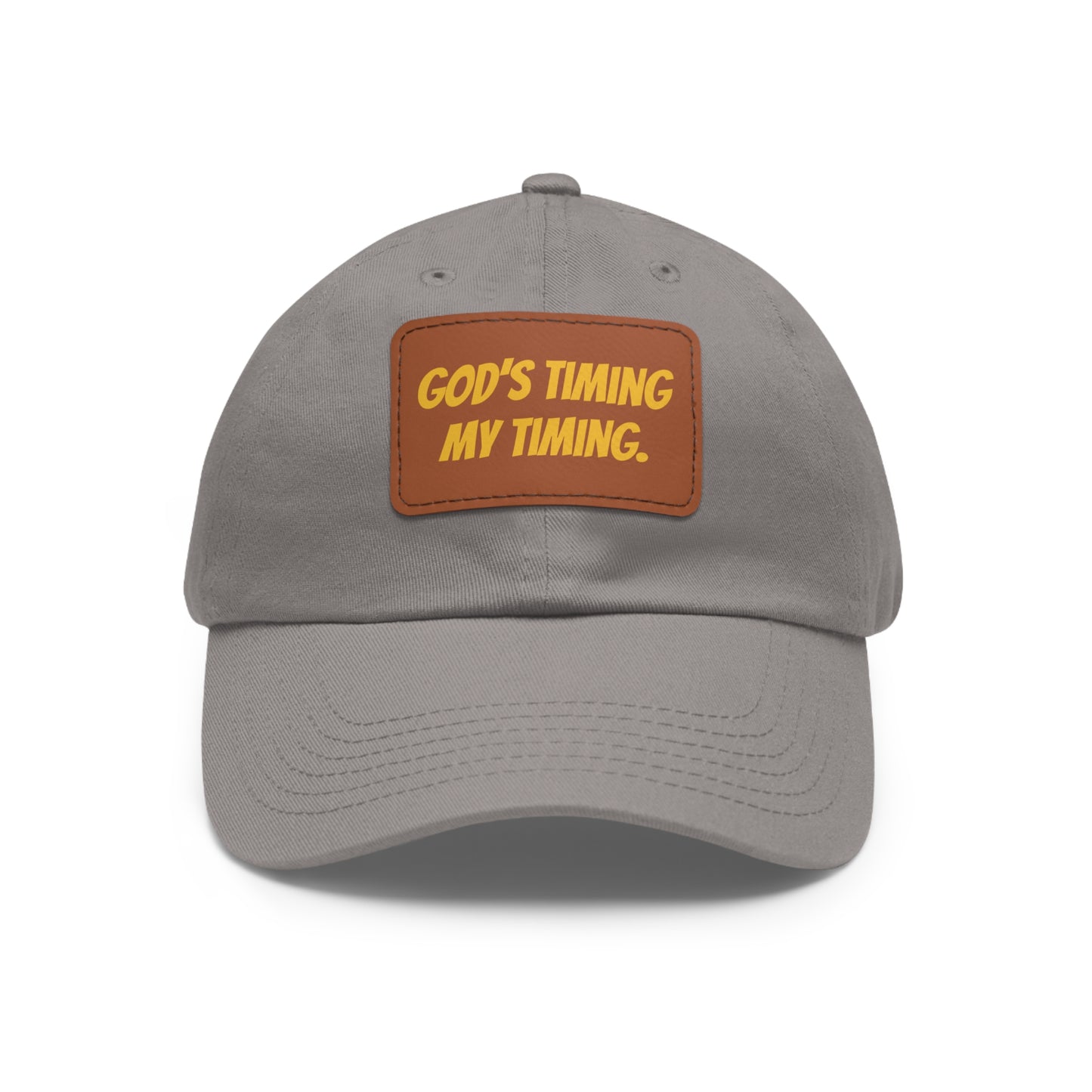God's Timing Dad Hat with Leather Patch, Adjustable Cap for Men Women, Perfect Gift for Dads, Birthdays, Everyday Wear, Casual Style