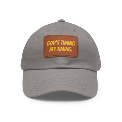God's Timing Dad Hat with Leather Patch, Adjustable Cap for Men Women, Perfect Gift for Dads, Birthdays, Everyday Wear, Casual Style