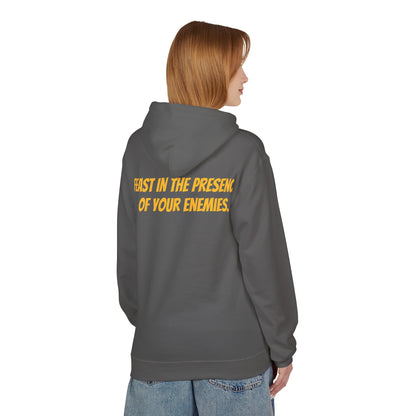 Feast in the Presence Fleece Hoodie, Inspirational Hoodie, Gift for Friends, Casual Wear, Cozy Sweatshirt, Statement Apparel