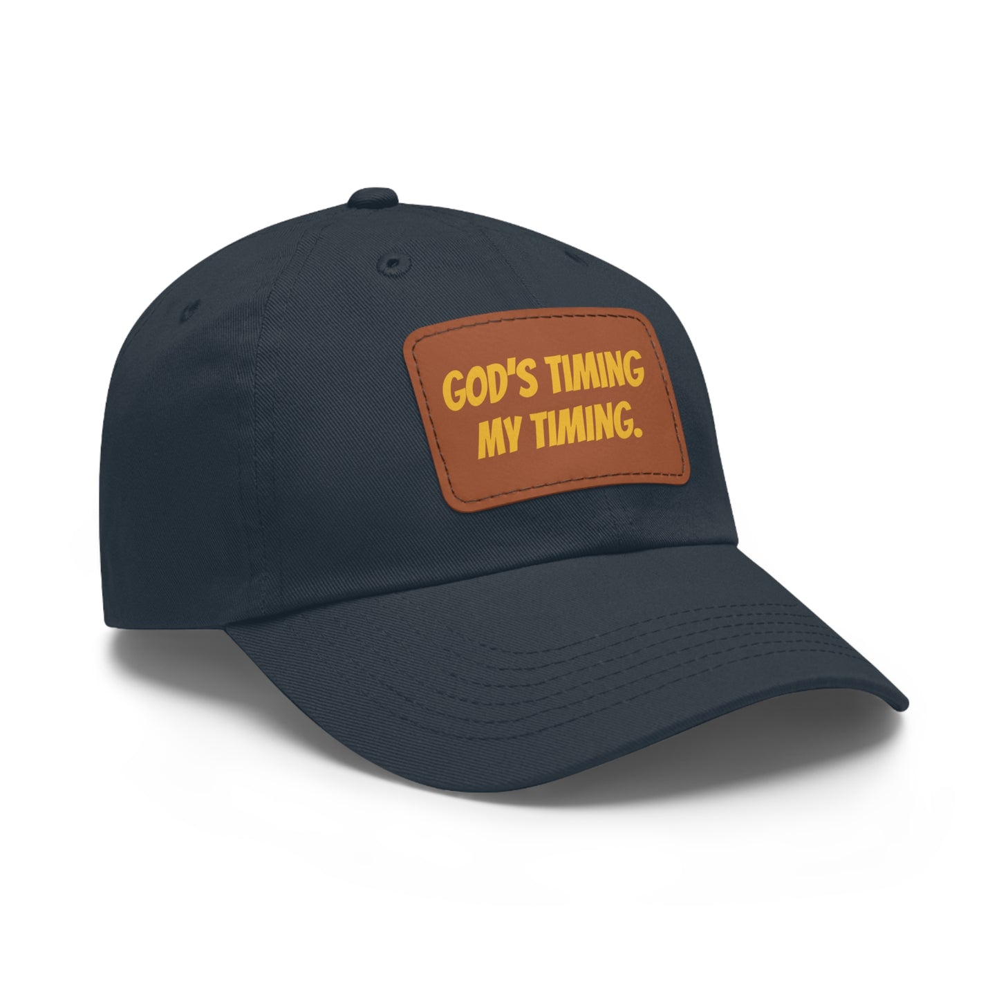 God's Timing Dad Hat with Leather Patch, Adjustable Cap for Men Women, Perfect Gift for Dads, Birthdays, Everyday Wear, Casual Style