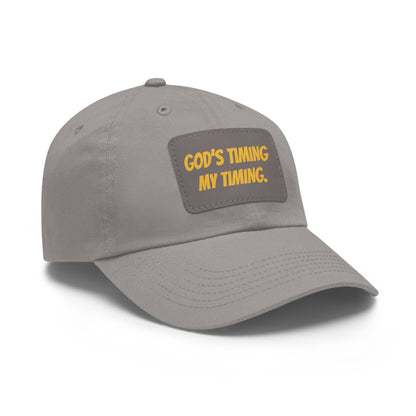 God's Timing Dad Hat with Leather Patch, Adjustable Cap for Men Women, Perfect Gift for Dads, Birthdays, Everyday Wear, Casual Style