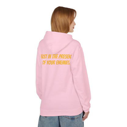 Feast in the Presence Fleece Hoodie, Inspirational Hoodie, Gift for Friends, Casual Wear, Cozy Sweatshirt, Statement Apparel