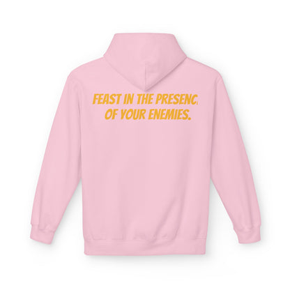 Feast in the Presence Fleece Hoodie, Inspirational Hoodie, Gift for Friends, Casual Wear, Cozy Sweatshirt, Statement Apparel