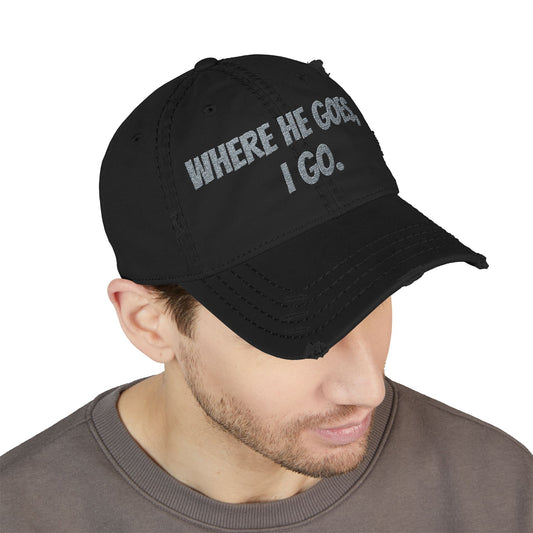 Distressed Dad Hat - Embroidered "Where He Goes, I Go" | Perfect Gift for Dads, Fun Casual Wear, Family Outings, Father's Day, [...]