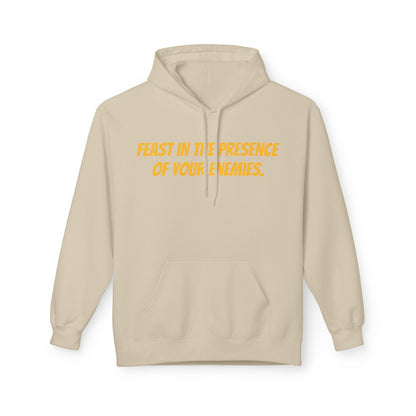 Feast in the Presence Fleece Hoodie, Inspirational Hoodie, Gift for Friends, Casual Wear, Cozy Sweatshirt, Statement Apparel