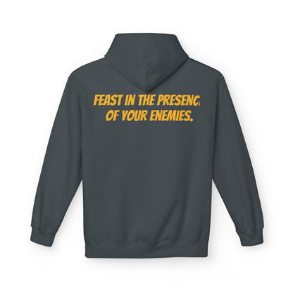 Feast in the Presence Fleece Hoodie, Inspirational Hoodie, Gift for Friends, Casual Wear, Cozy Sweatshirt, Statement Apparel