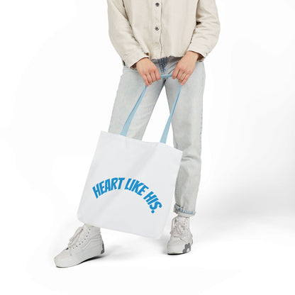 Heart Like His Canvas Tote Bag, 5-Color Straps, Eco-Friendly, Gift for Her, Inspirational Quote, Travel Bag, Shopping Tote