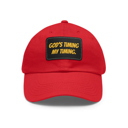 God's Timing Dad Hat with Leather Patch, Adjustable Cap for Men Women, Perfect Gift for Dads, Birthdays, Everyday Wear, Casual Style