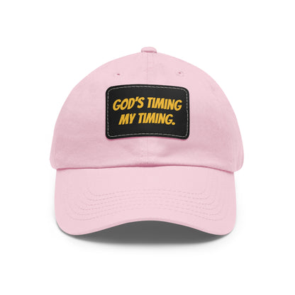 God's Timing Dad Hat with Leather Patch, Adjustable Cap for Men Women, Perfect Gift for Dads, Birthdays, Everyday Wear, Casual Style