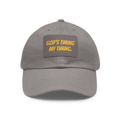 God's Timing Dad Hat with Leather Patch, Adjustable Cap for Men Women, Perfect Gift for Dads, Birthdays, Everyday Wear, Casual Style