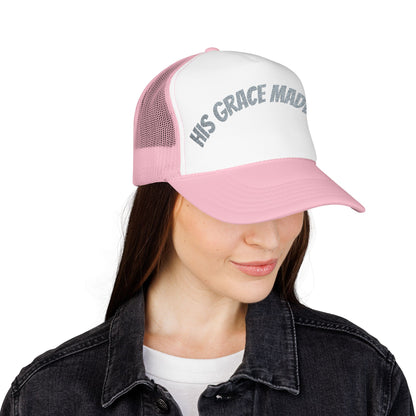 His Grace Made Me Foam Trucker Hat, Faith-Based Cap, Stylish Embroidered Hat, Gifts for Believers, Religious Apparel