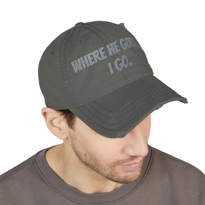 Distressed Dad Hat - Embroidered "Where He Goes, I Go" | Perfect Gift for Dads, Fun Casual Wear, Family Outings, Father's Day, [...]
