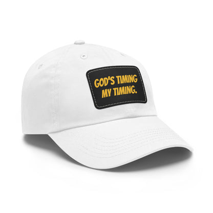God's Timing Dad Hat with Leather Patch, Adjustable Cap for Men Women, Perfect Gift for Dads, Birthdays, Everyday Wear, Casual Style