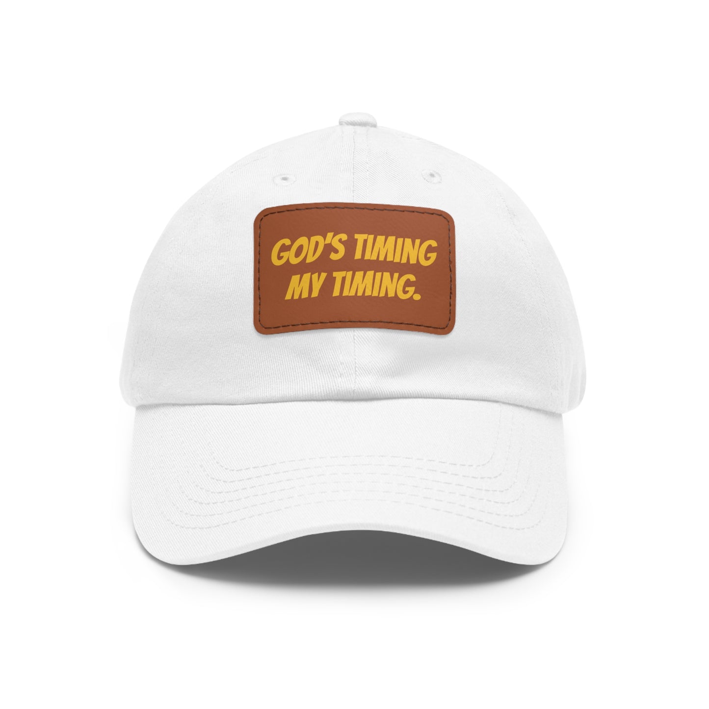 God's Timing Dad Hat with Leather Patch, Adjustable Cap for Men Women, Perfect Gift for Dads, Birthdays, Everyday Wear, Casual Style