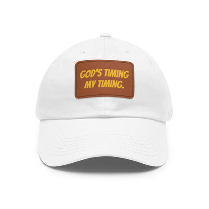 God's Timing Dad Hat with Leather Patch, Adjustable Cap for Men Women, Perfect Gift for Dads, Birthdays, Everyday Wear, Casual Style