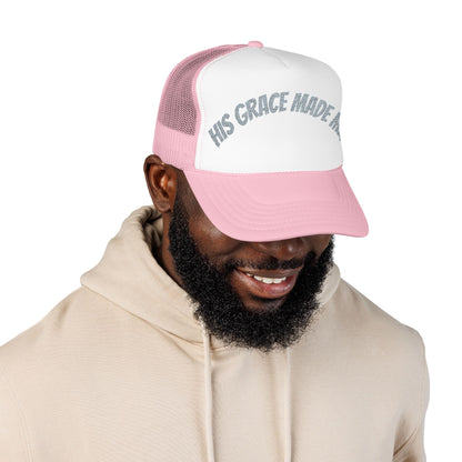 His Grace Made Me Foam Trucker Hat, Faith-Based Cap, Stylish Embroidered Hat, Gifts for Believers, Religious Apparel
