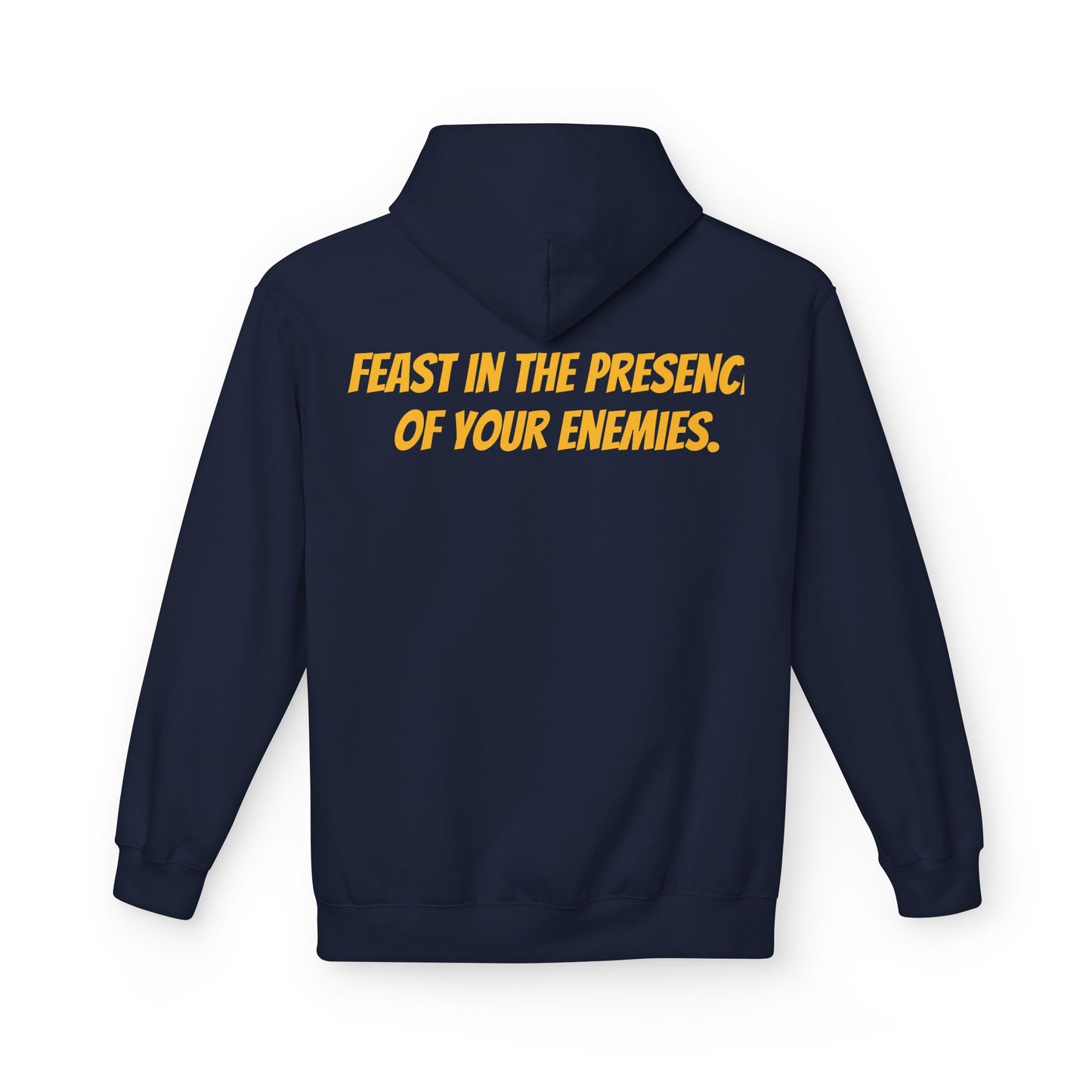 Feast in the Presence Fleece Hoodie, Inspirational Hoodie, Gift for Friends, Casual Wear, Cozy Sweatshirt, Statement Apparel