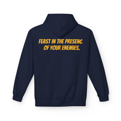 Feast in the Presence Fleece Hoodie, Inspirational Hoodie, Gift for Friends, Casual Wear, Cozy Sweatshirt, Statement Apparel