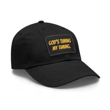 God's Timing Dad Hat with Leather Patch, Adjustable Cap for Men Women, Perfect Gift for Dads, Birthdays, Everyday Wear, Casual Style