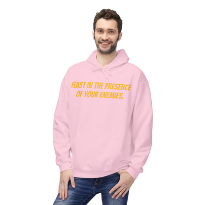 Feast in the Presence Fleece Hoodie, Inspirational Hoodie, Gift for Friends, Casual Wear, Cozy Sweatshirt, Statement Apparel