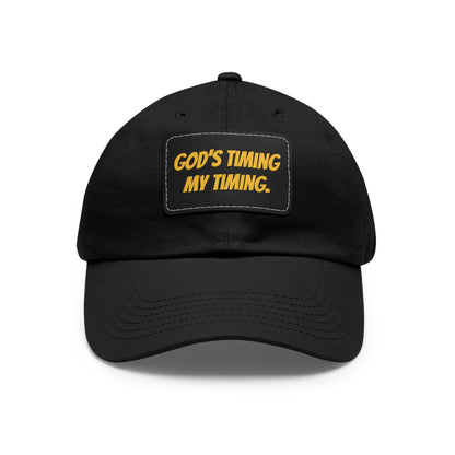 God's Timing Dad Hat with Leather Patch, Adjustable Cap for Men Women, Perfect Gift for Dads, Birthdays, Everyday Wear, Casual Style