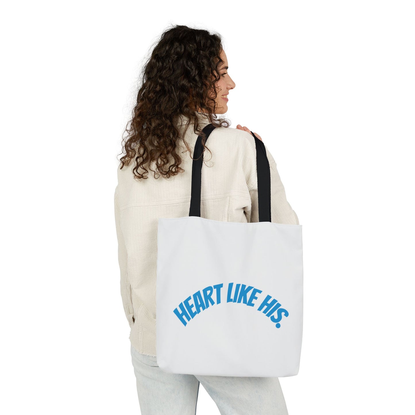 Heart Like His Canvas Tote Bag, 5-Color Straps, Eco-Friendly, Gift for Her, Inspirational Quote, Travel Bag, Shopping Tote