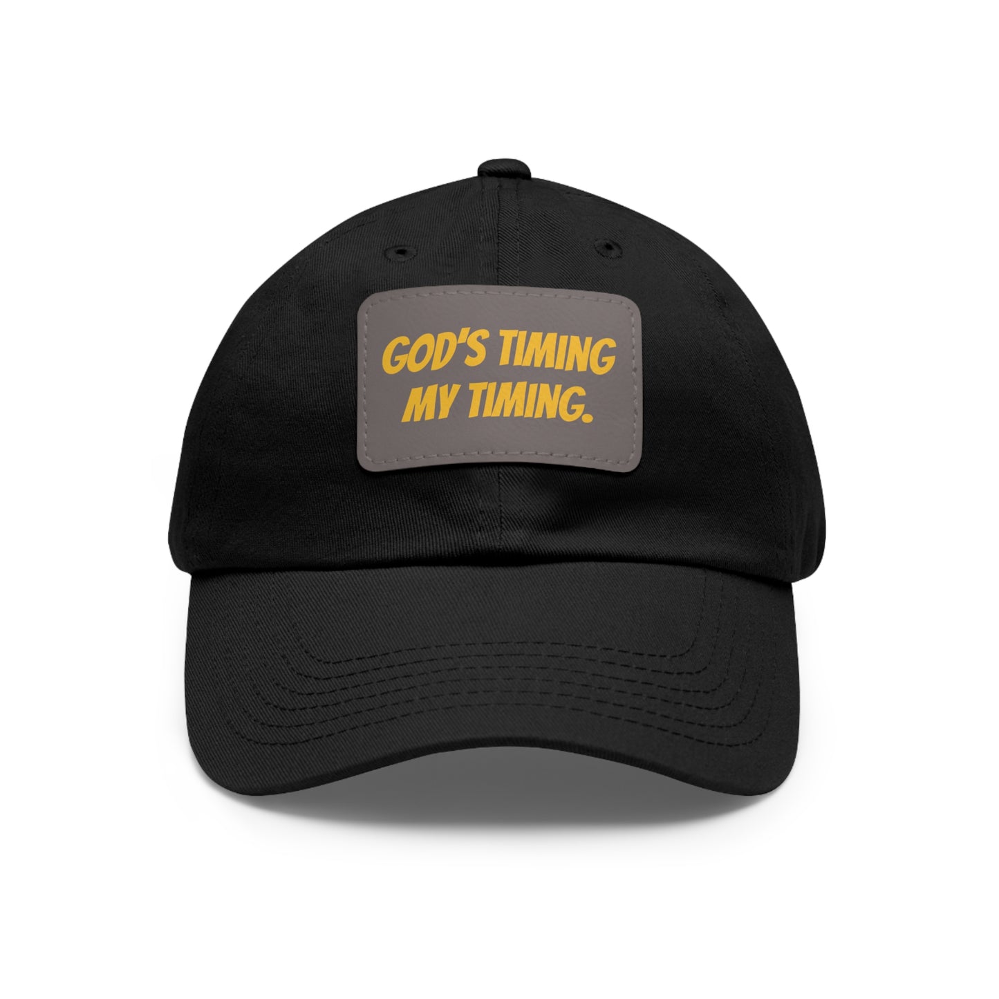 God's Timing Dad Hat with Leather Patch, Adjustable Cap for Men Women, Perfect Gift for Dads, Birthdays, Everyday Wear, Casual Style