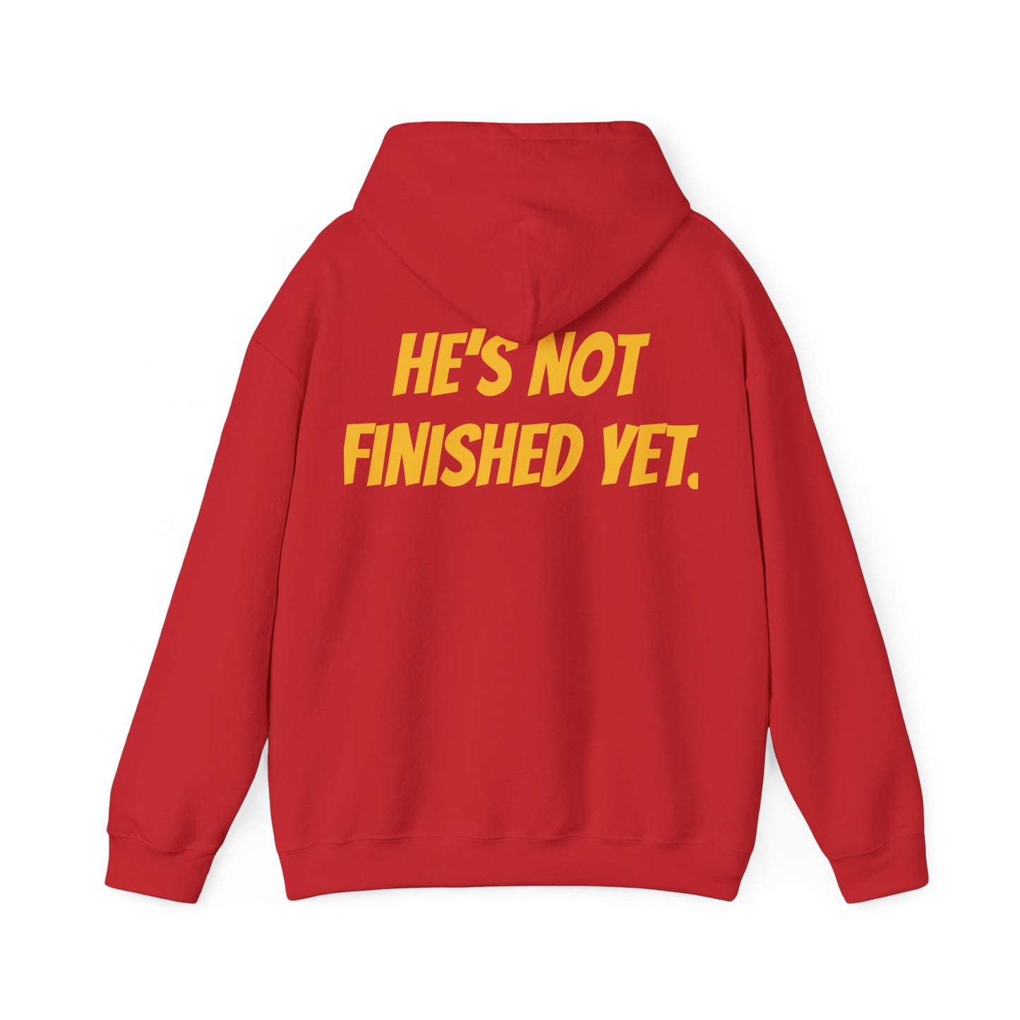 Unisex Heavy Blend Hoodie - "He's Not Finished Yet" Motivational Sweatshirt, Casual Wear, Gift for Him, Inspirational Apparel, Cozy Fashion