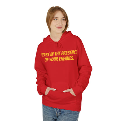 Feast in the Presence Fleece Hoodie, Inspirational Hoodie, Gift for Friends, Casual Wear, Cozy Sweatshirt, Statement Apparel