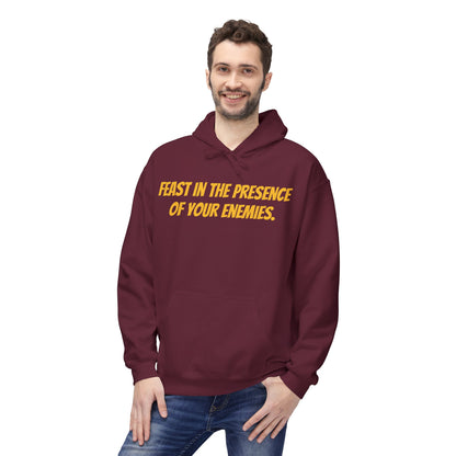 Feast in the Presence Fleece Hoodie, Inspirational Hoodie, Gift for Friends, Casual Wear, Cozy Sweatshirt, Statement Apparel