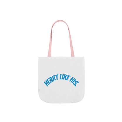 Heart Like His Canvas Tote Bag, 5-Color Straps, Eco-Friendly, Gift for Her, Inspirational Quote, Travel Bag, Shopping Tote
