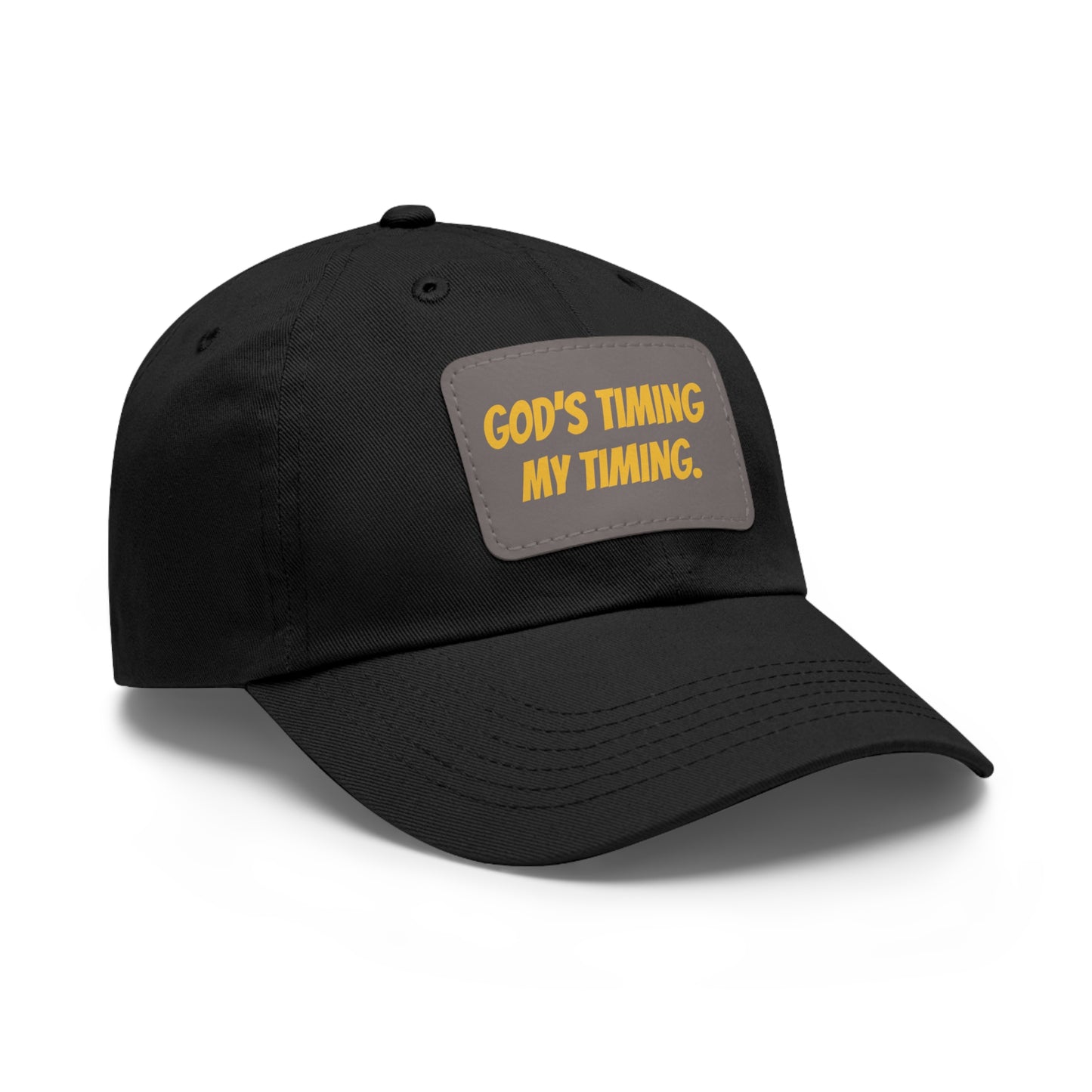 God's Timing Dad Hat with Leather Patch, Adjustable Cap for Men Women, Perfect Gift for Dads, Birthdays, Everyday Wear, Casual Style