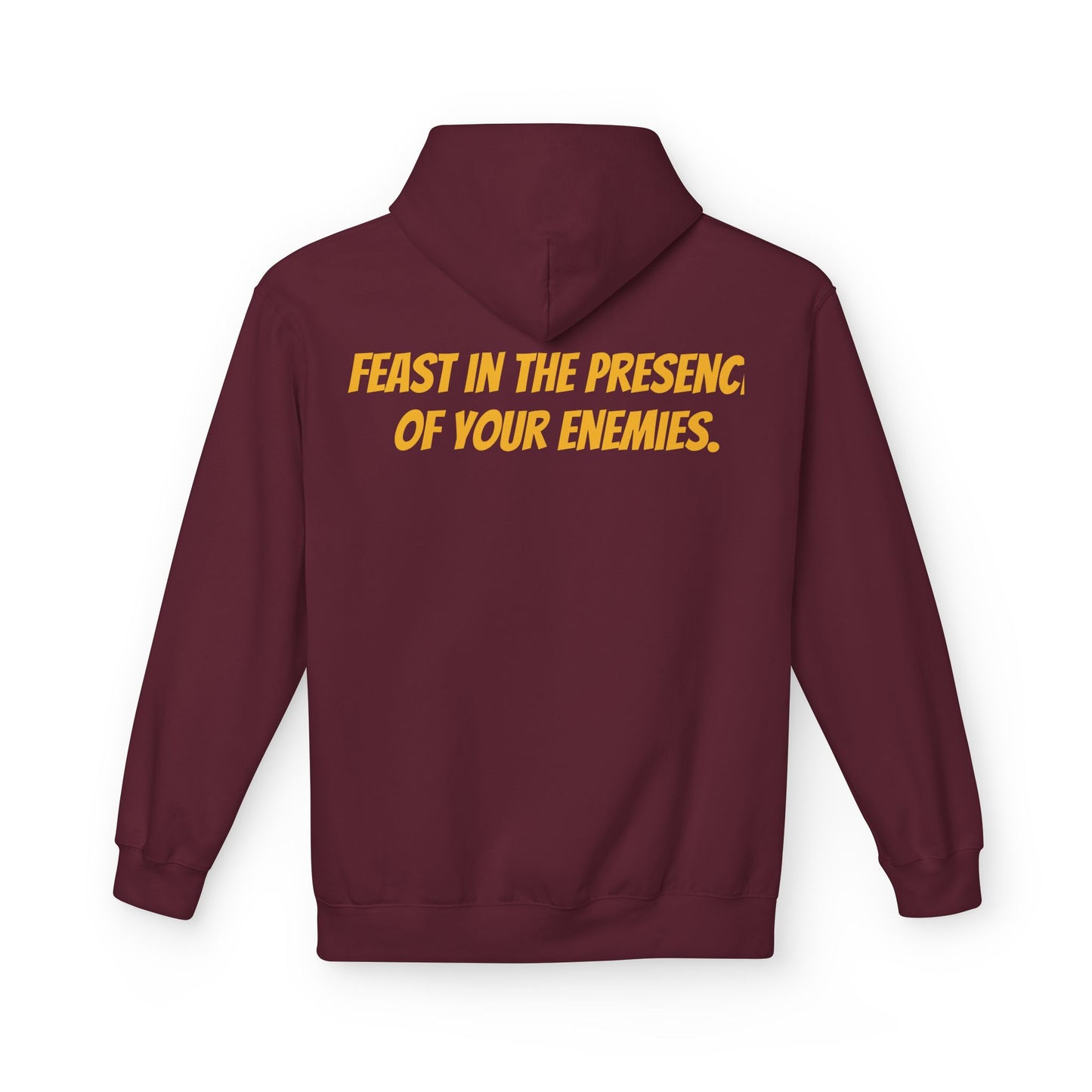 Feast in the Presence Fleece Hoodie, Inspirational Hoodie, Gift for Friends, Casual Wear, Cozy Sweatshirt, Statement Apparel