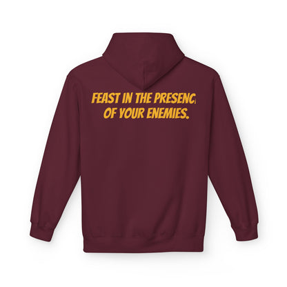 Feast in the Presence Fleece Hoodie, Inspirational Hoodie, Gift for Friends, Casual Wear, Cozy Sweatshirt, Statement Apparel