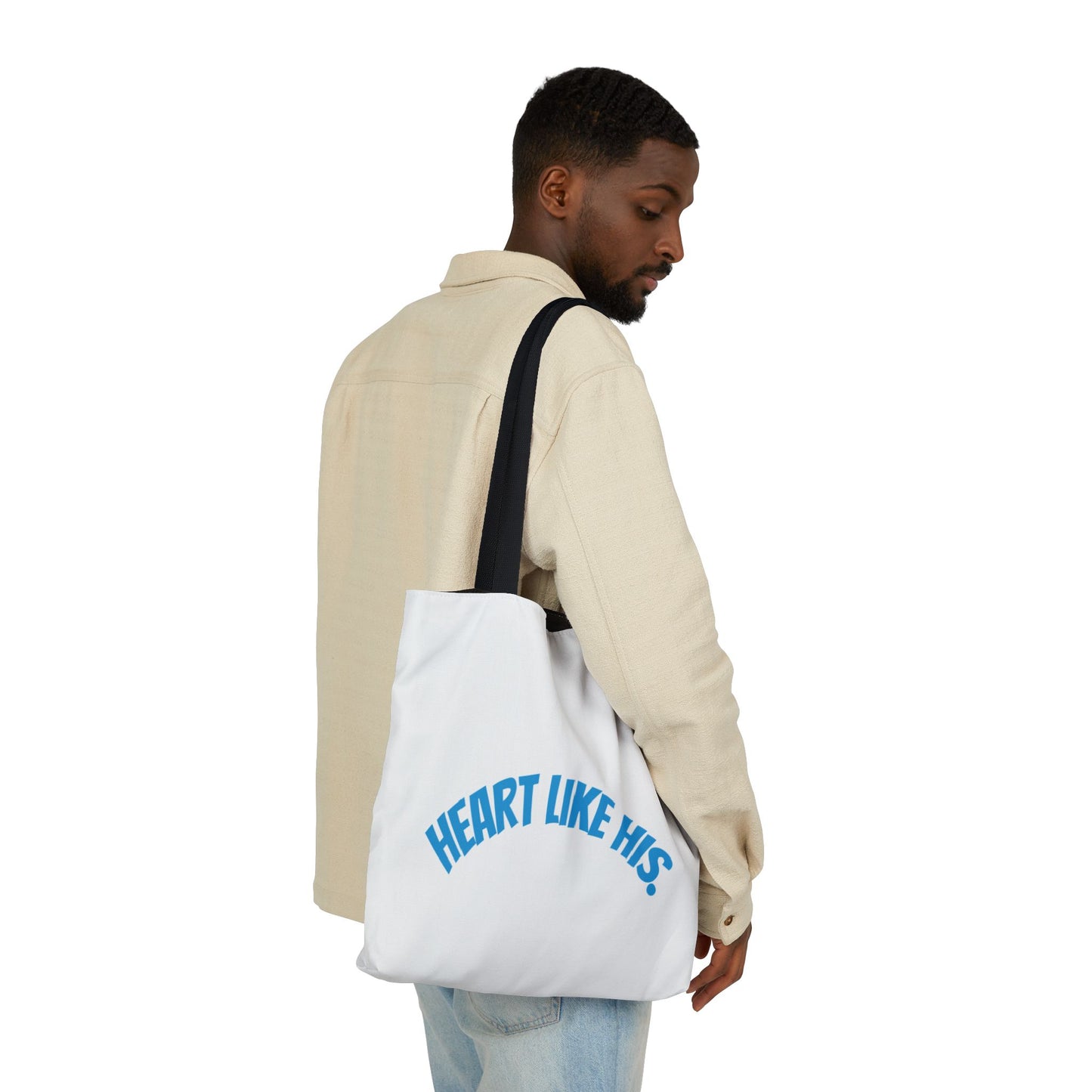 Heart Like His Canvas Tote Bag, 5-Color Straps, Eco-Friendly, Gift for Her, Inspirational Quote, Travel Bag, Shopping Tote