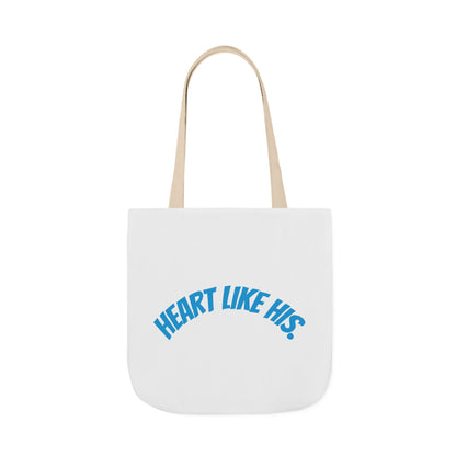 Heart Like His Canvas Tote Bag, 5-Color Straps, Eco-Friendly, Gift for Her, Inspirational Quote, Travel Bag, Shopping Tote