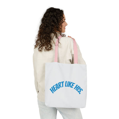 Heart Like His Canvas Tote Bag, 5-Color Straps, Eco-Friendly, Gift for Her, Inspirational Quote, Travel Bag, Shopping Tote