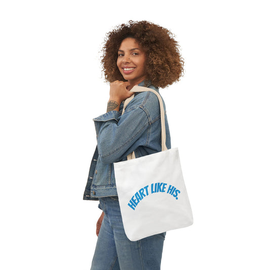 Heart Like His Canvas Tote Bag, 5-Color Straps, Eco-Friendly, Gift for Her, Inspirational Quote, Travel Bag, Shopping Tote
