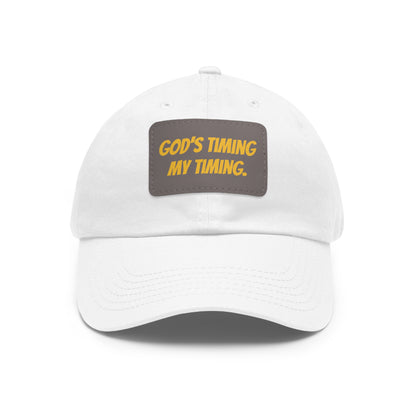God's Timing Dad Hat with Leather Patch, Adjustable Cap for Men Women, Perfect Gift for Dads, Birthdays, Everyday Wear, Casual Style