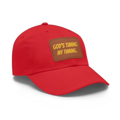 God's Timing Dad Hat with Leather Patch, Adjustable Cap for Men Women, Perfect Gift for Dads, Birthdays, Everyday Wear, Casual Style