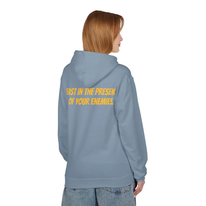 Feast in the Presence Fleece Hoodie, Inspirational Hoodie, Gift for Friends, Casual Wear, Cozy Sweatshirt, Statement Apparel
