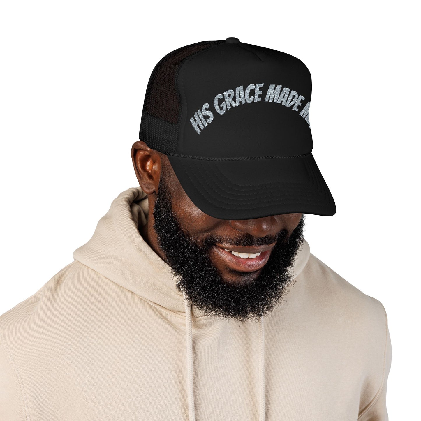 His Grace Made Me Foam Trucker Hat, Faith-Based Cap, Stylish Embroidered Hat, Gifts for Believers, Religious Apparel
