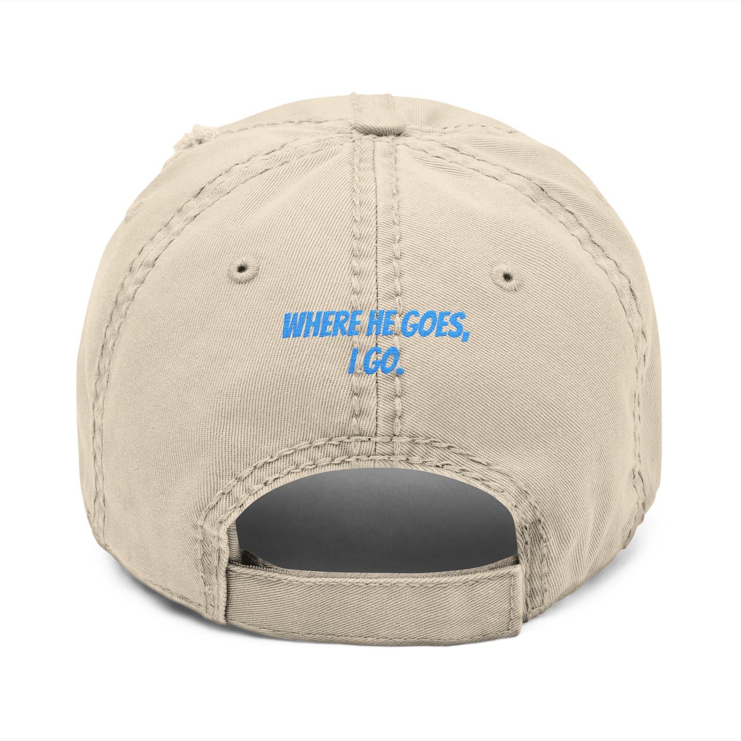 Distressed Dad Hat - Embroidered "Where He Goes, I Go" | Perfect Gift for Dads, Fun Casual Wear, Family Outings, Father's Day, [...]