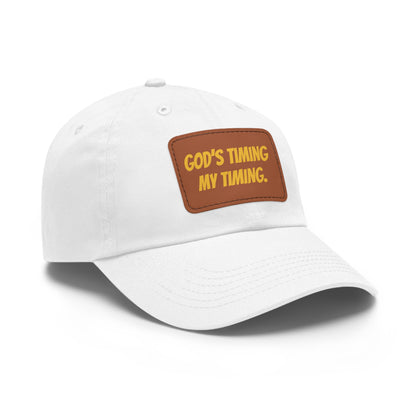 God's Timing Dad Hat with Leather Patch, Adjustable Cap for Men Women, Perfect Gift for Dads, Birthdays, Everyday Wear, Casual Style