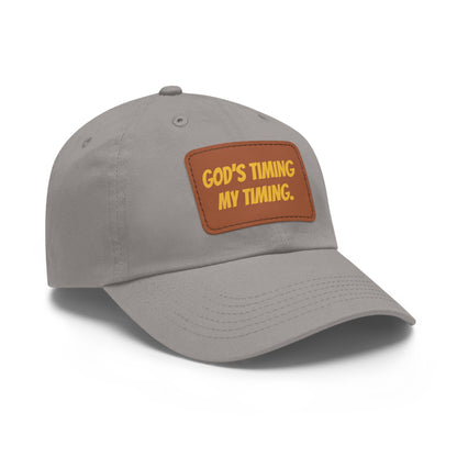 God's Timing Dad Hat with Leather Patch, Adjustable Cap for Men Women, Perfect Gift for Dads, Birthdays, Everyday Wear, Casual Style